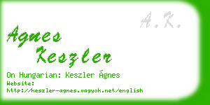 agnes keszler business card